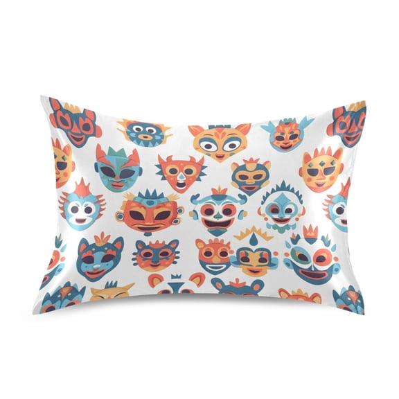 Satin Pillow Case Standard Silk Pillow Cover for Hair and Skin Envelope Closure Funny Animal Masks 20"x26"
