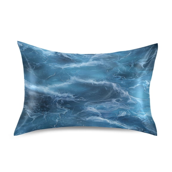 Satin Pillow Case Standard Silk Pillow Cover for Hair and Skin Envelope Closure Ocean Wavea 20"x26"