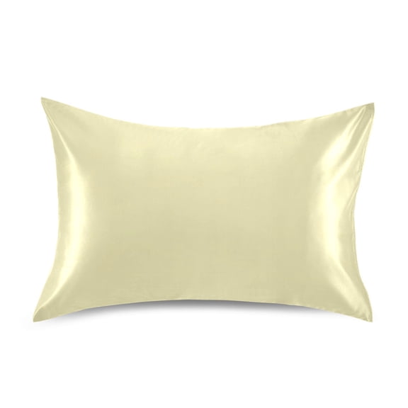 Satin Pillow Case Standard Silk Pillow Cover for Hair and Skin Envelope Closure Pale Yellow 20"x26"