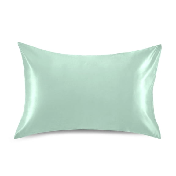 Satin Pillow Case Standard Silk Pillow Cover for Hair and Skin Envelope Closure Pastel Green 20"x26"