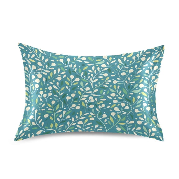 Satin Pillow Case Standard Silk Pillow Cover for Hair and Skin Envelope Closure Plant and Leaves 20"x26"