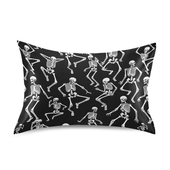 Satin Pillow Case Standard Silk Pillow Cover for Hair and Skin Envelope Closure Skeletons Dancing 20"x26"