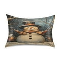 thumbnail image 1 of Satin Pillow Case Standard Silk Pillow Cover for Hair and Skin Envelope Closure Winter Snowman 20"x26", 1 of 9