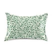 Satin Pillow Case Vintage Green Leaves Standard Silk Pillow Cover for Hair and Skin Envelope Closure 20"x26"