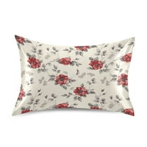 Satin Pillow Case Watercolor Floral Flower Standard Silk Pillow Cover for Hair and Skin Envelope Closure 20"x26"