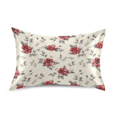 Satin Pillow Case Watercolor Floral Flower Standard Silk Pillow Cover for Hair and Skin Envelope Closure 20"x26"