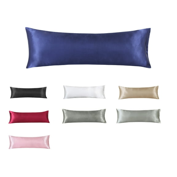 Satin Pillow Covers, Super Soft Silky Body Pillow Case with Envelope Closure, Soft & Silky Pillow Cover for Him or Her, Navy blue