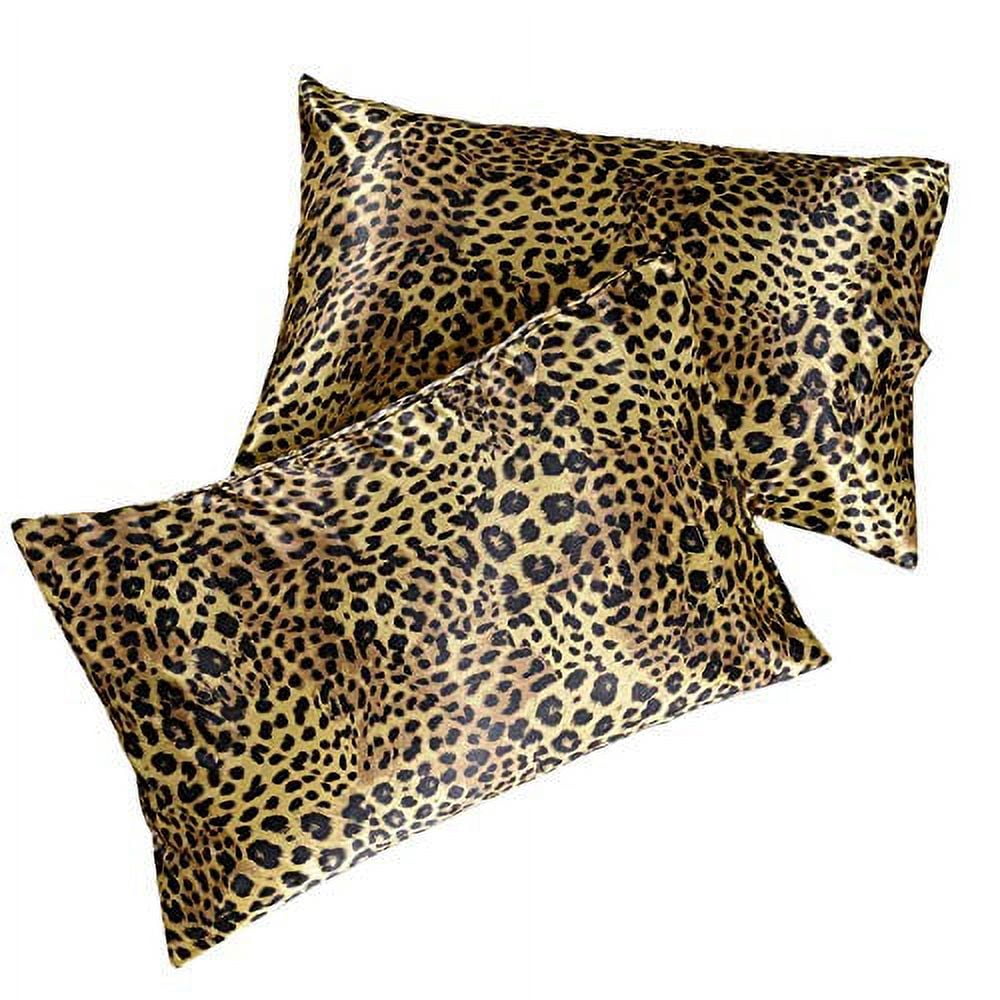 Satin Pillowcase 2 Pack King Size (20"x40", Gold Leopard) Silky