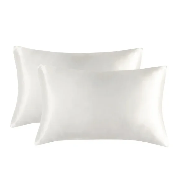 Satin Pillowcase 2 Pack Soft Breathable Silky Pillow Case for Hair and Skin, Cooling Silk Pillow Covers with Envelope Closure Queen Size 20"X 30"