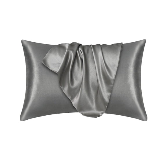 Satin Pillowcase 20x30 Inch, Silky Soft Polyester Envelope Closure Pillow Cover for Hair and Skin, Cooling Similar to Silk, Machine Washable, Silver Gray