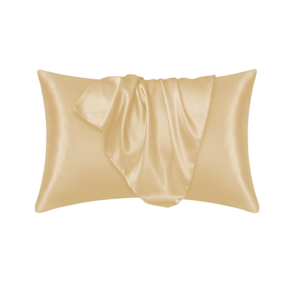 Satin Pillowcase 20x30 Inch, Silky Soft Polyester Envelope Closure Pillow Cover for Hair and Skin, Cooling Similar to Silk, Machine Washable, Camel