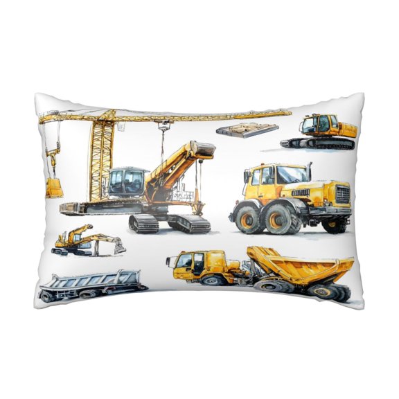 Satin Pillowcase 20x30in For Hair And Skin Soft Silky Blend Pillow Case With Hidden Zipper For Bedroom Or Sofa Engineering Vehicle Tower Crane Truck