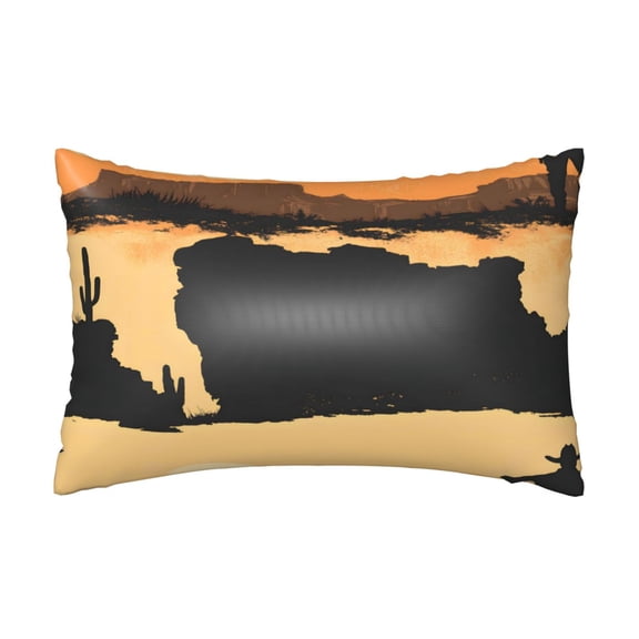 Satin Pillowcase 20x30in For Hair And Skin Soft Silky Blend Pillow Case With Hidden Zipper For Bedroom Or Sofa Western Cowboy Cactus Boots Deep Canyons