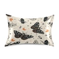 thumbnail image 1 of Satin Pillowcase Envelope Closure Pillow Cover Wrinkle-Resistant & Vibrant Print Black and White Moths, 1 of 7