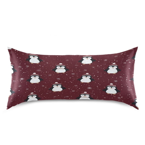 Satin Pillowcase Envelope Closure Pillow Cover Wrinkle-Resistant & Vibrant Print Cute Penguin Pattern