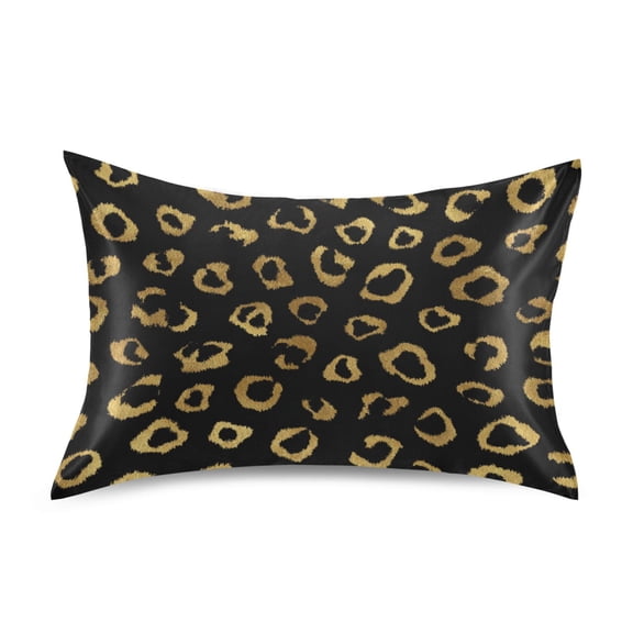 Satin Pillowcase Envelope Closure Pillow Cover Wrinkle-Resistant & Vibrant Print Gold Leopard Pattern