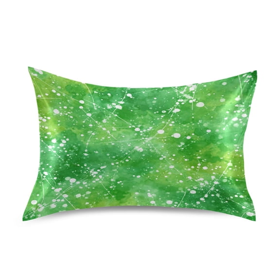Satin Pillowcase Envelope Closure Pillow Cover Wrinkle-Resistant & Vibrant Print Green Ink Splatter Pattern