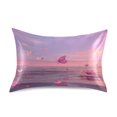 thumbnail image 1 of Satin Pillowcase Envelope Closure Pillow Cover Wrinkle-Resistant & Vibrant Print Pink Butterflies Flying, 1 of 7