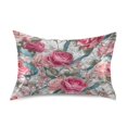 thumbnail image 1 of Satin Pillowcase Envelope Closure Pillow Cover Wrinkle-Resistant & Vibrant Print Roses and Ribbons, 1 of 7