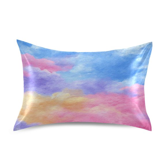 Satin Pillowcase Envelope Closure Pillow Cover Wrinkle-Resistant & Vibrant Print Tie-dye Clouds Pattern