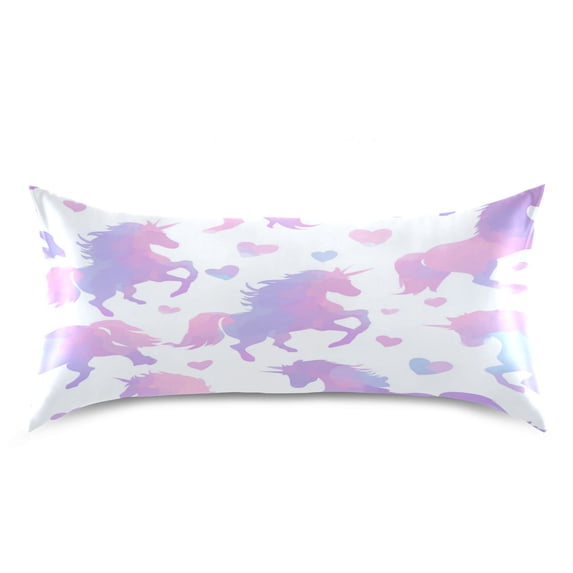 Satin Pillowcase Envelope Closure Pillow Cover Wrinkle-Resistant & Vibrant Print Unicorn Silhouette Pattern