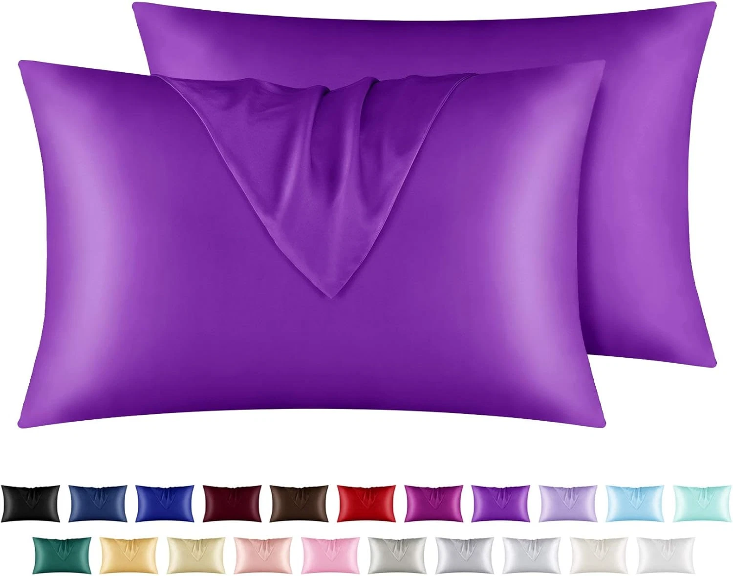 Satin Pillowcase For Hair And Skin, Silk Pillowcase2 Pack Standard Size With Env