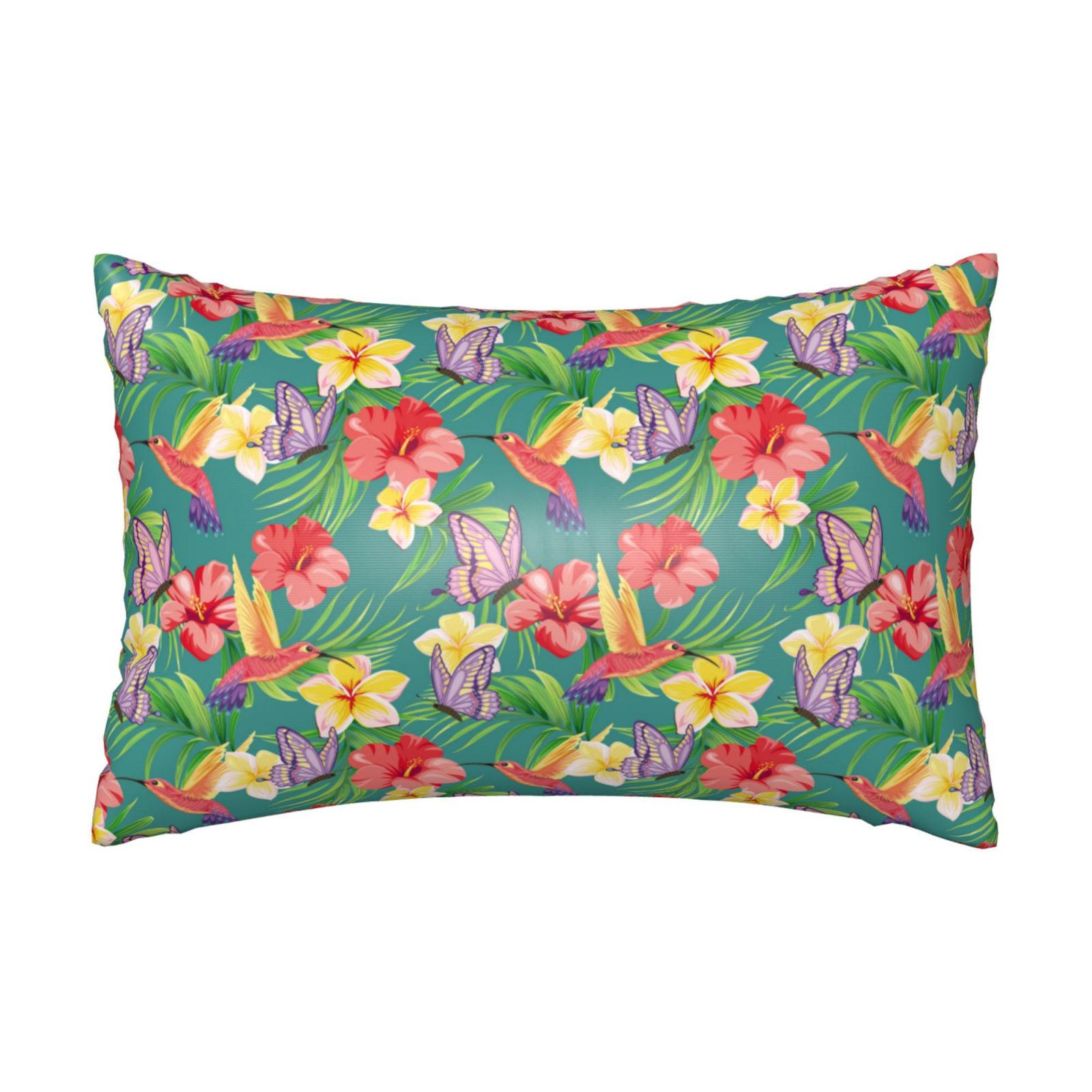 Satin Pillowcase for Hair and Skin, Butterfly Hummingbird Flower