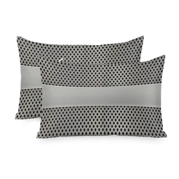 Satin Pillowcase for Hair and Skin King Size 2 Pack Grey Metal Hole Satin Pillow Case Soft Cool Silk Copper Industrial Steel Net Eye Pillowcases with Hidden Zipper Throw Pillow Covers 20x36 Inch