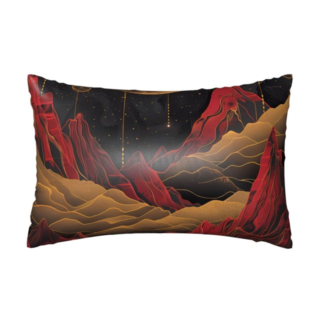 Satin Pillowcase for Hair and Skin Lunar Mountains Golden Rivers
