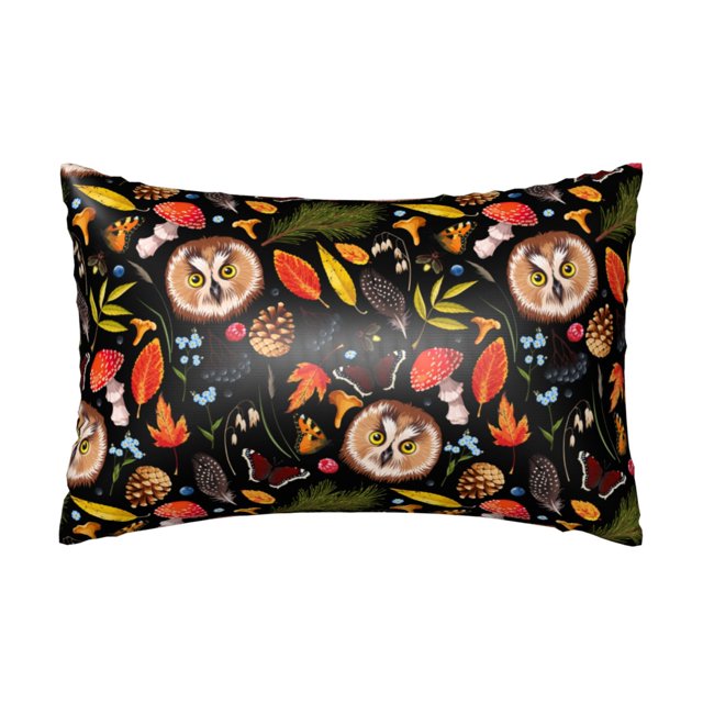 Satin Pillowcase for Hair and Skin, Owl And Leaves Soft and Cooling