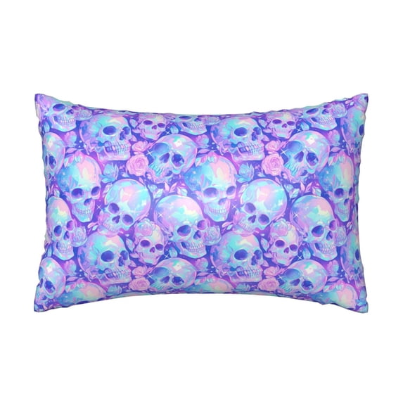Satin Pillowcase For Hair And Skin, Pink Blue Skull Daisy Soft And Cooling Similar To Silk Pillow Cases Standard Size 20x30 Inches, Pillow Covers With Hidden Zipper, Gifts For Women Men