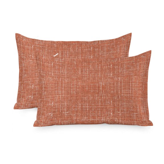 Satin Pillowcase for Hair and Skin Queen Size 2 Pack Burnt Orange Linen Fabric Satin Pillow Case Soft Cool Silk Pure Solid Color Pillowcases with Hidden Zipper Throw Pillow Covers 20x30 Inch