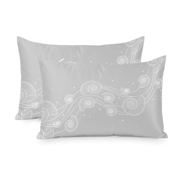 Satin Pillowcase for Hair and Skin Queen Size 2 Pack Grey Coastal Shell Conch Satin Pillow Case Soft Cool Silk Bubbles Fluid Waves Pillowcases with Hidden Zipper Throw Pillow Covers 20x30 Inch