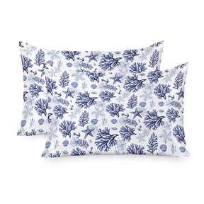 Satin Pillowcase for Hair and Skin Queen Size 2 Pack Nautical Anchor Coral Satin Pillow Case Soft Cool Silk Blue Starfish Shell Marine Life Pillowcases with Hidden Zipper Pillow Covers 20x30 Inch