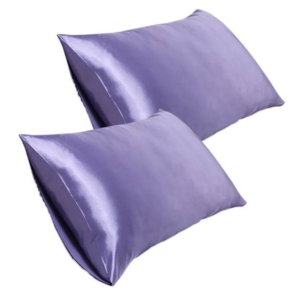 Satin Pillowcase for Hair and Skin, Super Soft and Cooling Similar to Silk Pillow Cases 2 Pack with Envelope Closure, Gift for Women Men(20"x30" Queen Size, Purple)