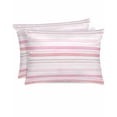 Satin Pillowcase for Hair and Skin, Watercolor Pink Stripes Geometric