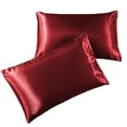 thumbnail image 1 of Satin Pillowcase King [2-Pack, Burgundy] - Hotel Luxury Silky Pillow Cases for Hair and Skin - Extra Soft 1800 Double Brushed Microfiber Pillow Covers, 1 of 4