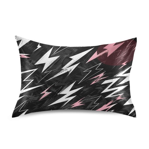 Satin Pillowcase Perfect for Hair and Skin Envelope Closure Machine Washable Abstract Lightning Symbol Standard Size