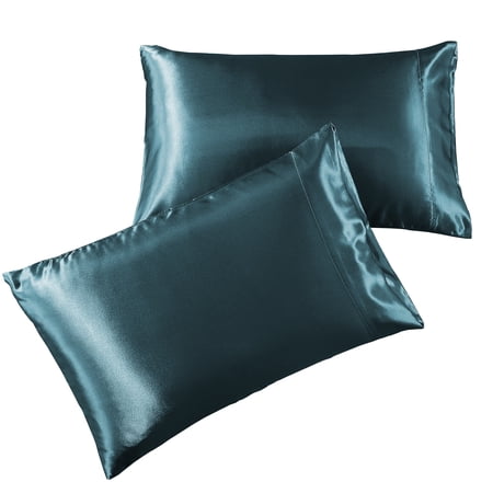 Satin Pillowcase Queen [2-Pack, Teal] - Hotel Luxury Silky Pillow Cases for Hair and Skin - Extra Soft 1800 Double Brushed Microfiber Pillow Covers