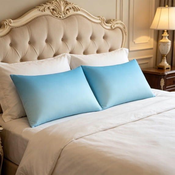 Satin Pillowcase Set of 2, Pillow Cases for Hair and Skin, Standard 20x26 Smooth Polyester Pillow Covers, Blue