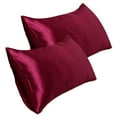 thumbnail image 1 of Satin Pillowcase - Soft Imitation Silk Cover for Hair & Skin, Smooth Bed Pillow Protector, 20*30in/2pcs, Wine, 1 of 2