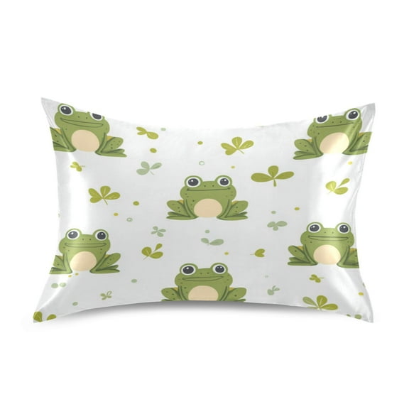 Satin Pillowcase Soft and Smooth Pillow Case for Hair and Skin Cartoon Frog Pattern