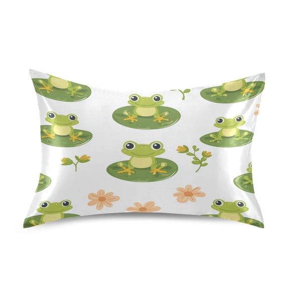Satin Pillowcase Soft and Smooth Pillow Case for Hair and Skin Cute Frog Pattern