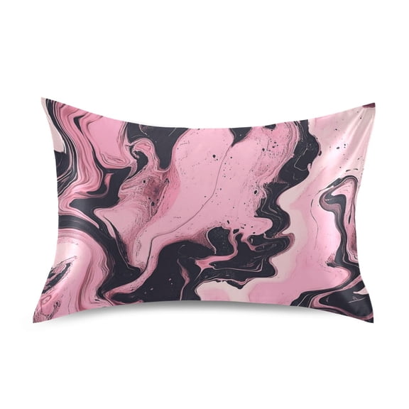 Satin Pillowcase Soft and Smooth Pillow Case for Hair and Skin Marble Pattern Pink and Black