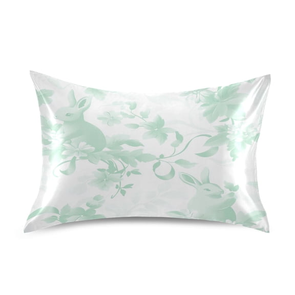 Satin Pillowcase Soft and Smooth Pillow Case for Hair and Skin Mint Green Rabbits
