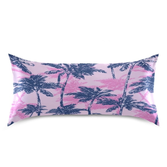 Satin Pillowcase Soft and Smooth Pillow Case for Hair and Skin Navy Blue Palm Tree