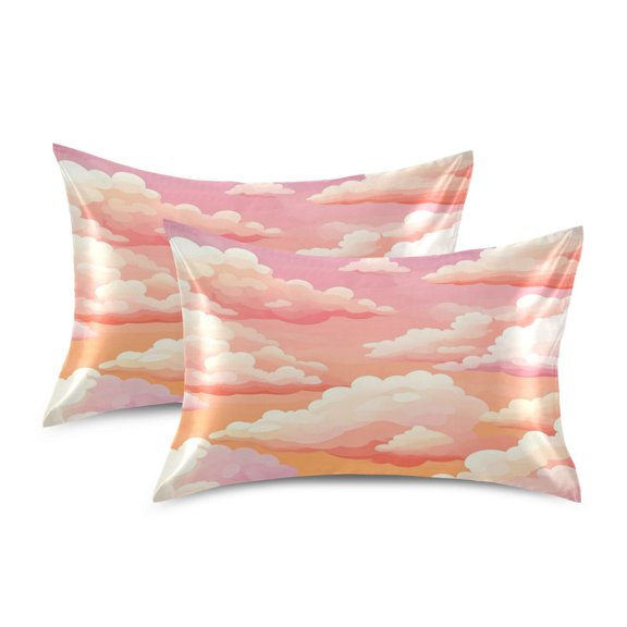 Satin Pillowcase Soft and Smooth Pillow Case for Hair and Skin Orange Sky with Clouds
