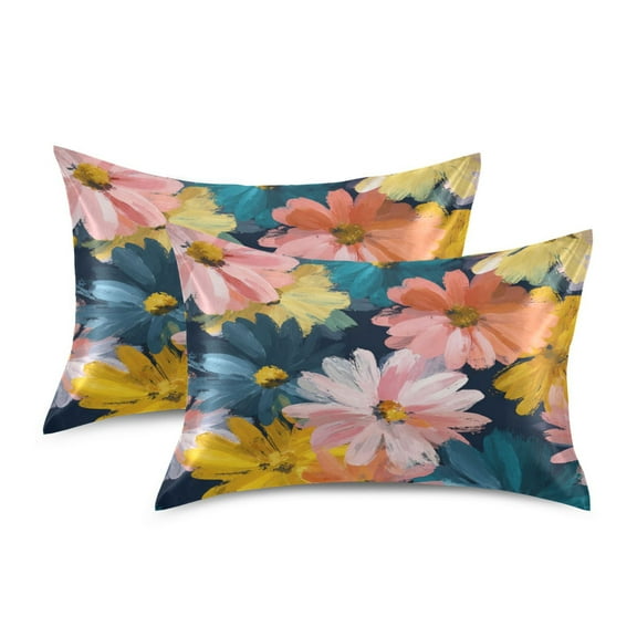 Satin Pillowcase Soft and Smooth Pillow Case for Hair and Skin Oversized Daisies