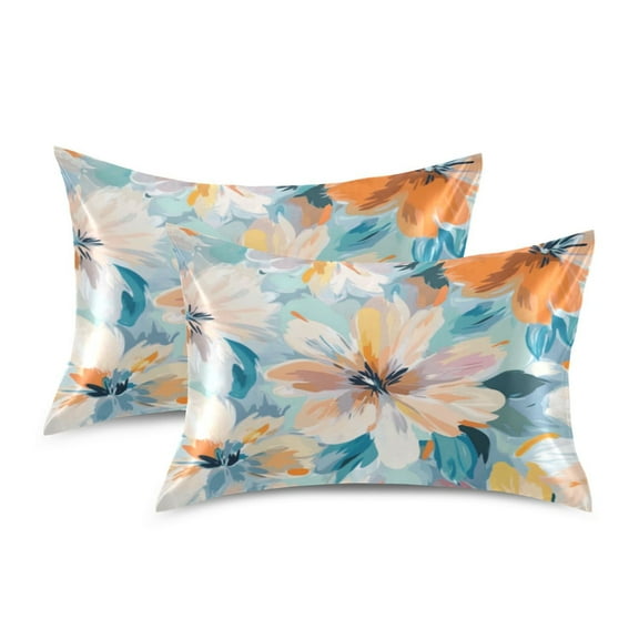 Satin Pillowcase Soft and Smooth Pillow Case for Hair and Skin Oversized Flowers Pattern