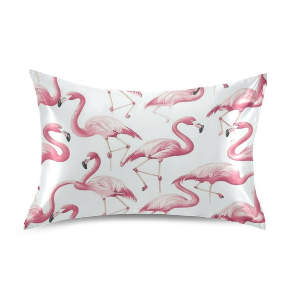 Satin Pillowcase Soft and Smooth Pillow Case for Hair and Skin Pink Flamingos Pattern